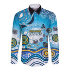 Gold Coast Titans Rugby Long Sleeve Button Shirt Australian Aboriginal Dot Painting Style