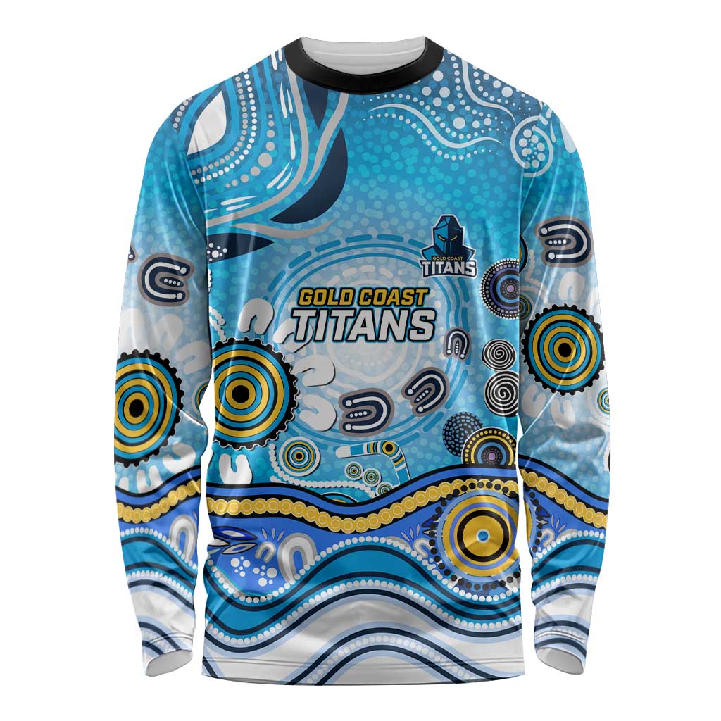 Gold Coast Titans Rugby Long Sleeve Shirt Australian Aboriginal Dot Painting Style