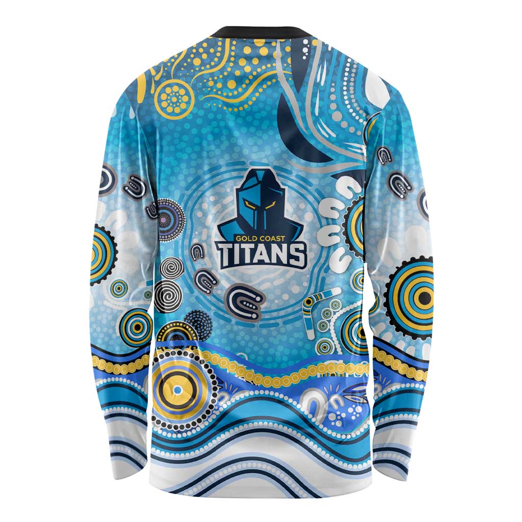 Gold Coast Titans Rugby Long Sleeve Shirt Australian Aboriginal Dot Painting Style
