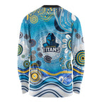 Gold Coast Titans Rugby Long Sleeve Shirt Australian Aboriginal Dot Painting Style