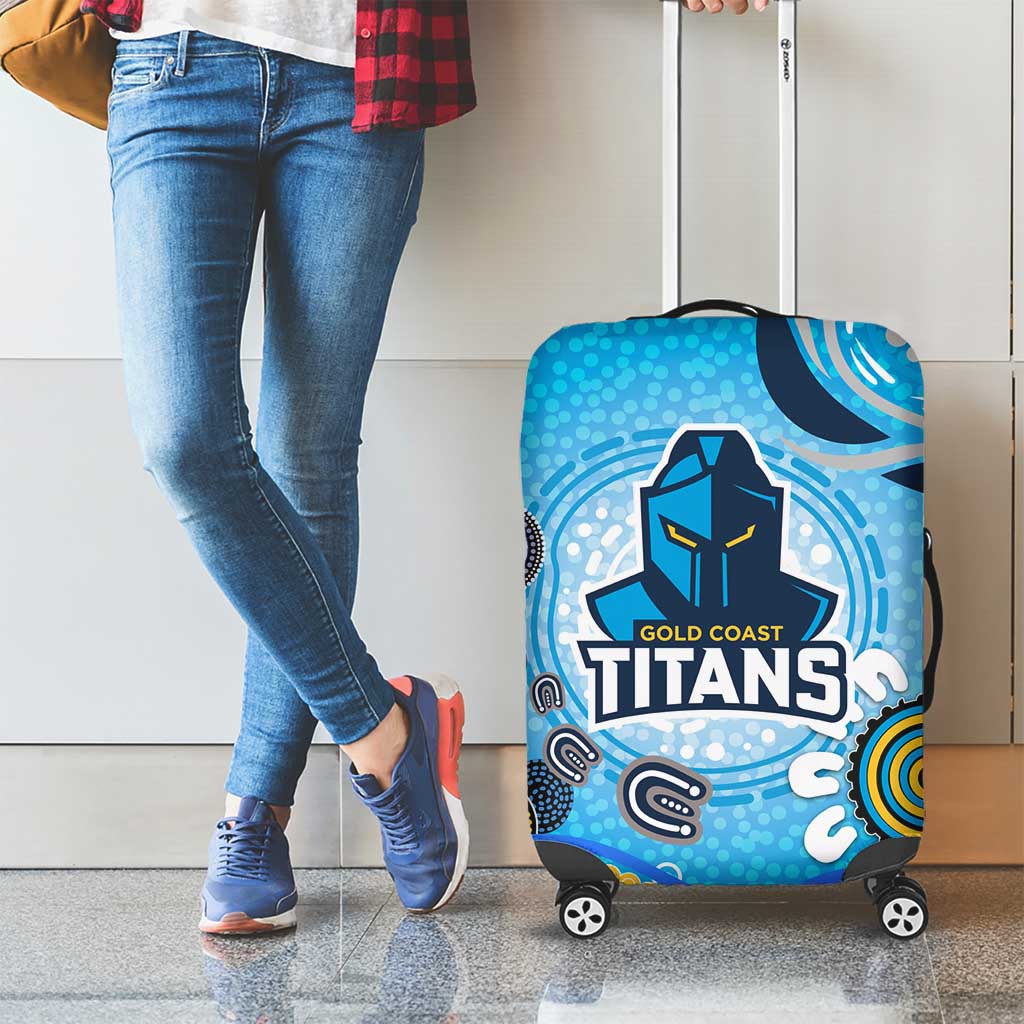 Gold Coast Titans Rugby Luggage Cover Australian Aboriginal Dot Painting Style