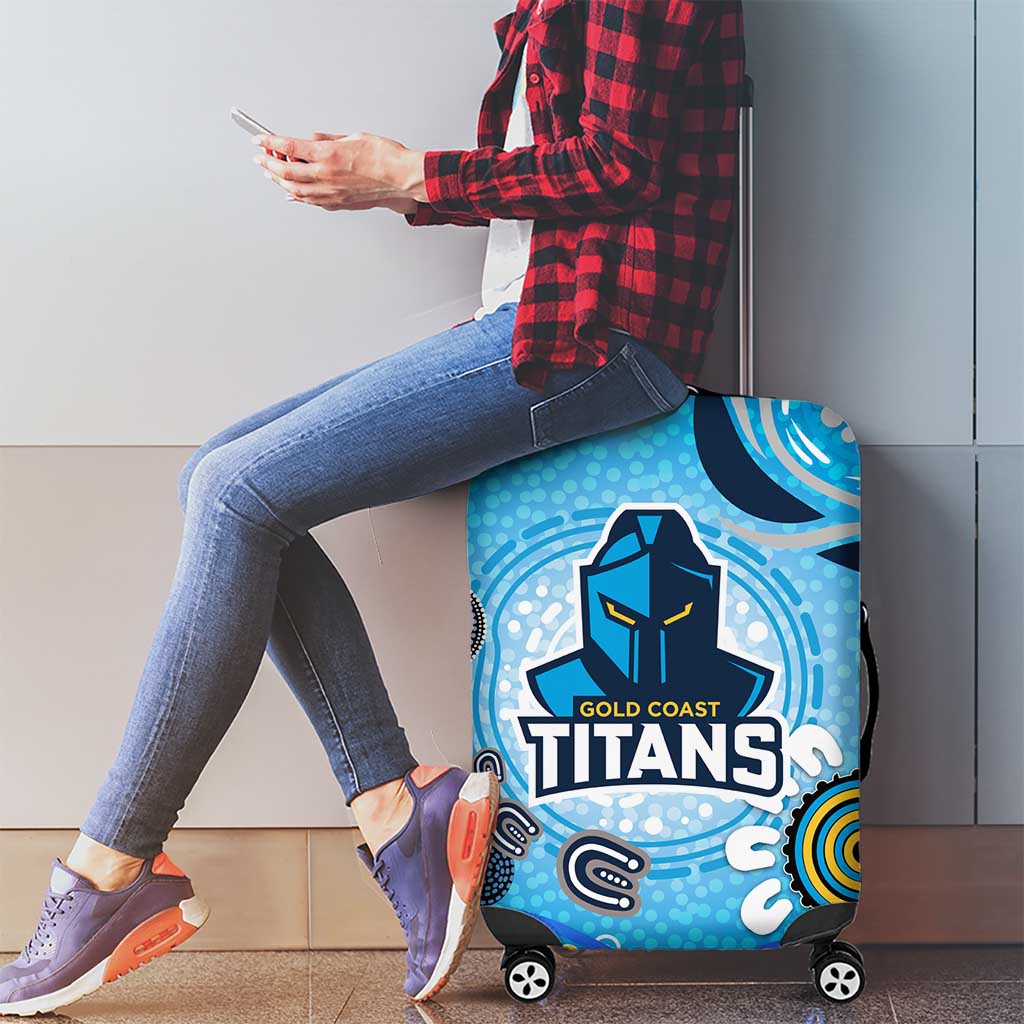 Gold Coast Titans Rugby Luggage Cover Australian Aboriginal Dot Painting Style