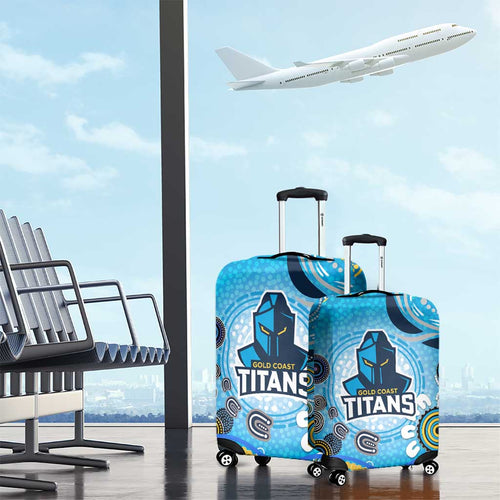 Gold Coast Titans Rugby Luggage Cover Australian Aboriginal Dot Painting Style