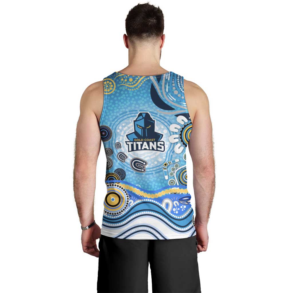 Gold Coast Titans Rugby Men Tank Top Australian Aboriginal Dot Painting Style