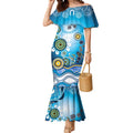 Gold Coast Titans Rugby Mermaid Dress Australian Aboriginal Dot Painting Style