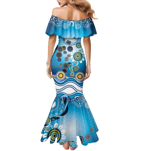 Gold Coast Titans Rugby Mermaid Dress Australian Aboriginal Dot Painting Style