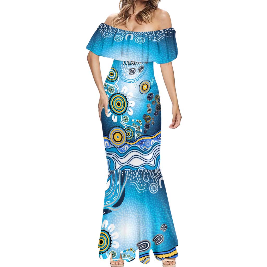 Gold Coast Titans Rugby Mermaid Dress Australian Aboriginal Dot Painting Style