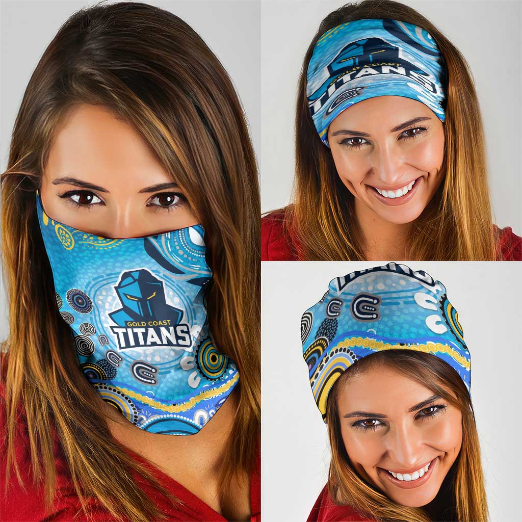 Gold Coast Titans Rugby Neck Gaiter Australian Aboriginal Dot Painting Style