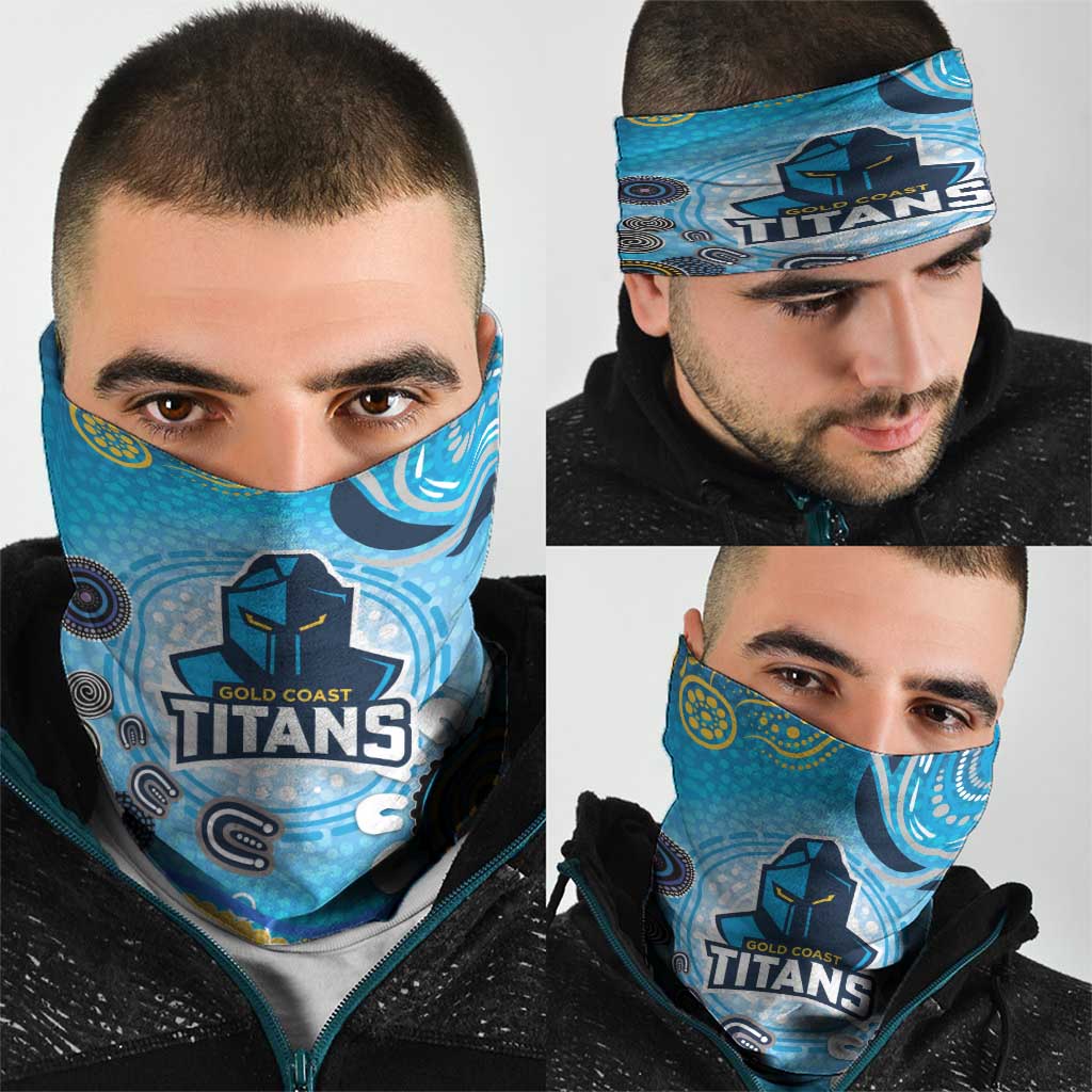 Gold Coast Titans Rugby Neck Gaiter Australian Aboriginal Dot Painting Style
