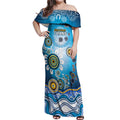 Gold Coast Titans Rugby Off Shoulder Maxi Dress Australian Aboriginal Dot Painting Style