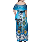 Gold Coast Titans Rugby Off Shoulder Maxi Dress Australian Aboriginal Dot Painting Style