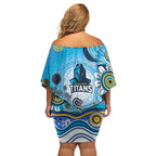 Gold Coast Titans Rugby Off Shoulder Short Dress Australian Aboriginal Dot Painting Style