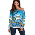 Gold Coast Titans Rugby Off Shoulder Sweater Australian Aboriginal Dot Painting Style