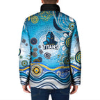 Gold Coast Titans Rugby Padded Jacket Australian Aboriginal Dot Painting Style