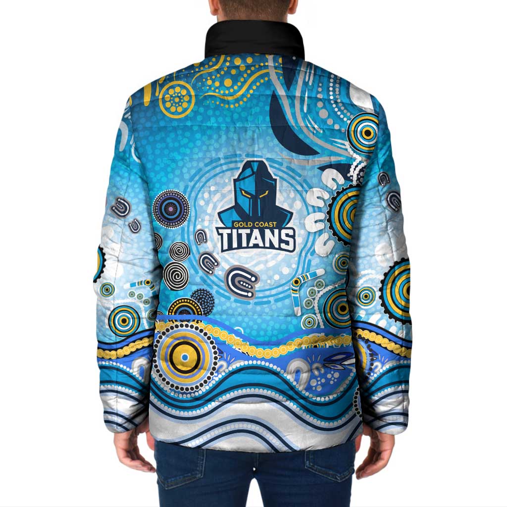 Gold Coast Titans Rugby Padded Jacket Australian Aboriginal Dot Painting Style