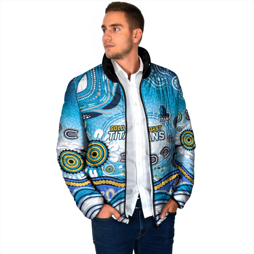 Gold Coast Titans Rugby Padded Jacket Australian Aboriginal Dot Painting Style