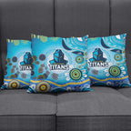 Gold Coast Titans Rugby Pillow Cover Australian Aboriginal Dot Painting Style