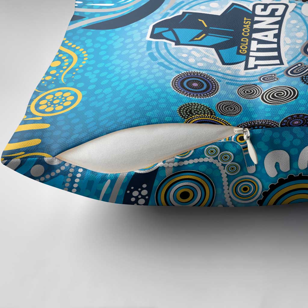 Gold Coast Titans Rugby Pillow Cover Australian Aboriginal Dot Painting Style
