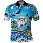 Gold Coast Titans Rugby Polo Shirt Australian Aboriginal Dot Painting Style