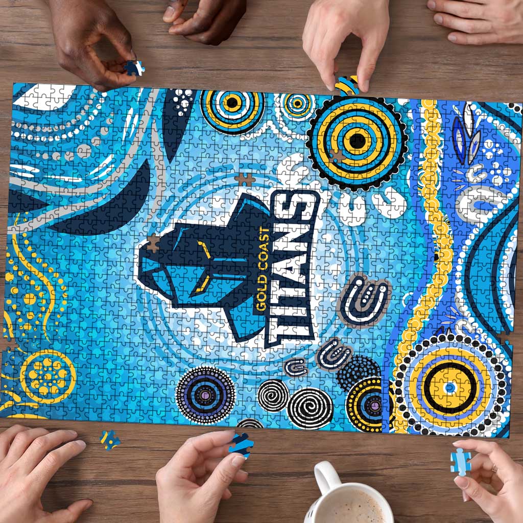 Gold Coast Titans Rugby Puzzle Australian Aboriginal Dot Painting Style