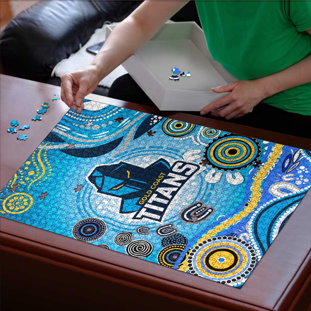 Gold Coast Titans Rugby Puzzle Australian Aboriginal Dot Painting Style
