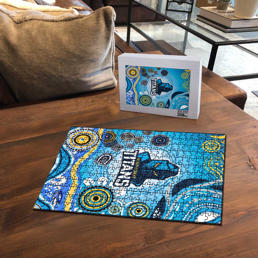 Gold Coast Titans Rugby Puzzle Australian Aboriginal Dot Painting Style