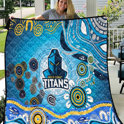 Gold Coast Titans Rugby Quilt Australian Aboriginal Dot Painting Style