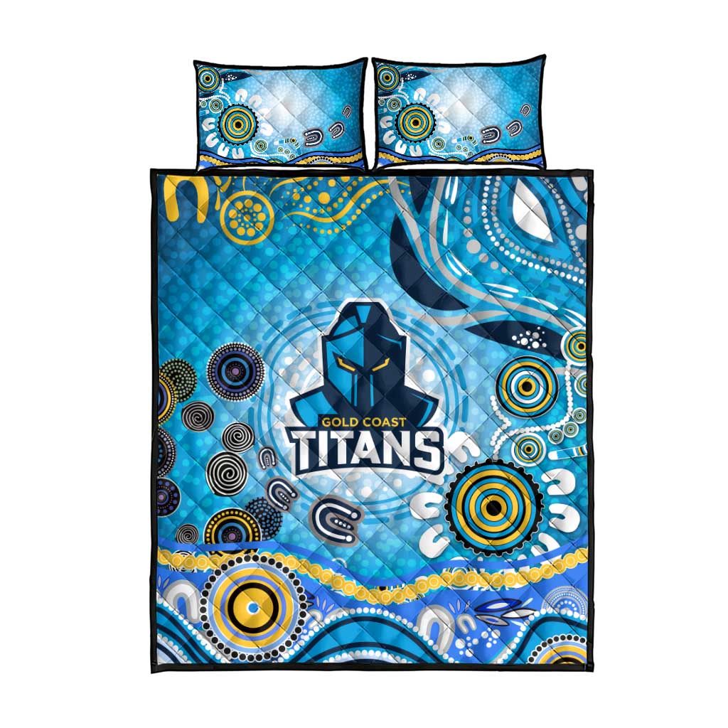 Gold Coast Titans Rugby Quilt Bed Set Australian Aboriginal Dot Painting Style