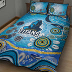 Gold Coast Titans Rugby Quilt Bed Set Australian Aboriginal Dot Painting Style