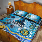 Gold Coast Titans Rugby Quilt Bed Set Australian Aboriginal Dot Painting Style