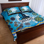 Gold Coast Titans Rugby Quilt Bed Set Australian Aboriginal Dot Painting Style