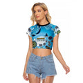 Gold Coast Titans Rugby Raglan Cropped T Shirt Australian Aboriginal Dot Painting Style