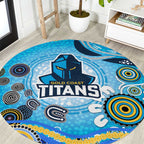 Gold Coast Titans Rugby Round Carpet Australian Aboriginal Dot Painting Style