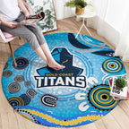 Gold Coast Titans Rugby Round Carpet Australian Aboriginal Dot Painting Style