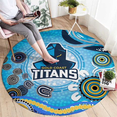 Gold Coast Titans Rugby Round Carpet Australian Aboriginal Dot Painting Style