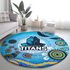 Gold Coast Titans Rugby Round Carpet Australian Aboriginal Dot Painting Style