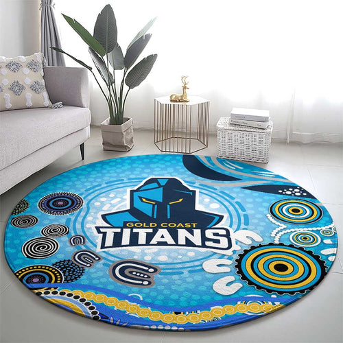 Gold Coast Titans Rugby Round Carpet Australian Aboriginal Dot Painting Style