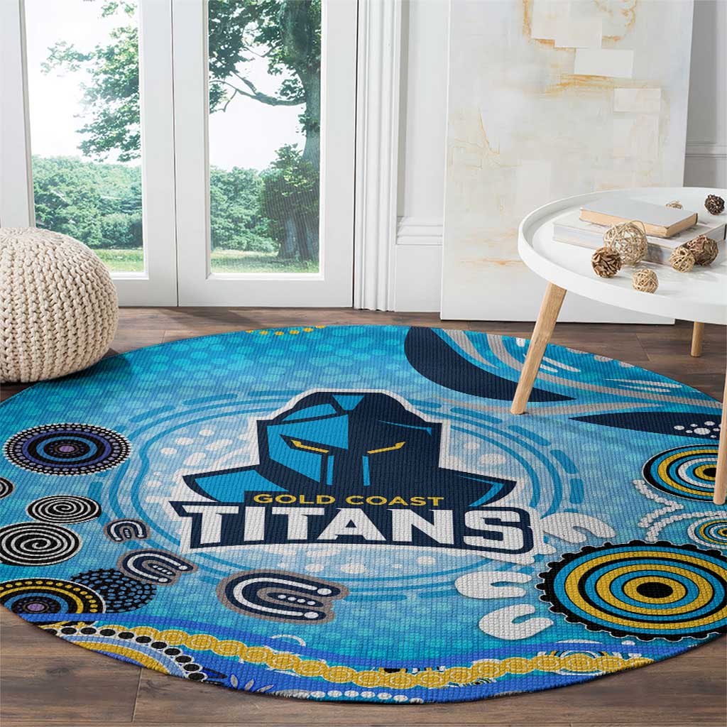 Gold Coast Titans Rugby Round Carpet Australian Aboriginal Dot Painting Style