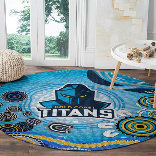 Gold Coast Titans Rugby Round Carpet Australian Aboriginal Dot Painting Style