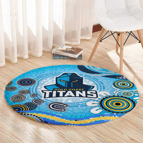 Gold Coast Titans Rugby Round Carpet Australian Aboriginal Dot Painting Style