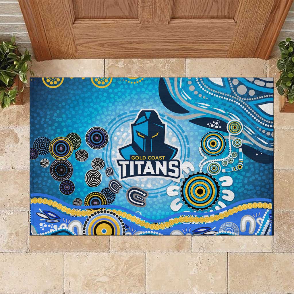 Gold Coast Titans Rugby Rubber Doormat Australian Aboriginal Dot Painting Style
