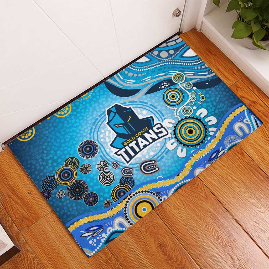 Gold Coast Titans Rugby Rubber Doormat Australian Aboriginal Dot Painting Style