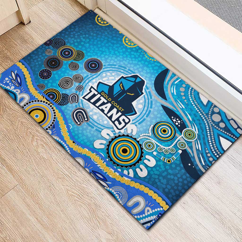 Gold Coast Titans Rugby Rubber Doormat Australian Aboriginal Dot Painting Style