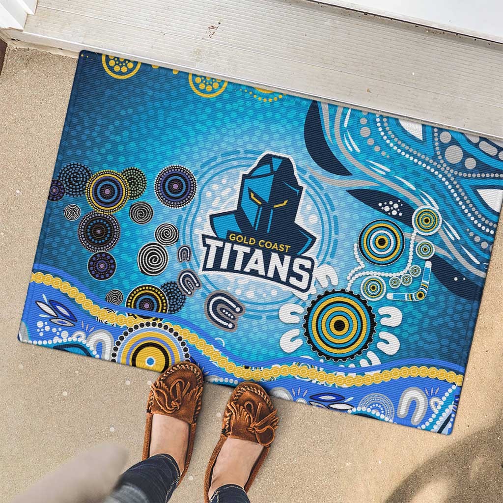 Gold Coast Titans Rugby Rubber Doormat Australian Aboriginal Dot Painting Style