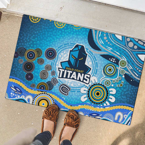 Gold Coast Titans Rugby Rubber Doormat Australian Aboriginal Dot Painting Style