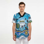 Gold Coast Titans Rugby Scrub Top Australian Aboriginal Dot Painting Style