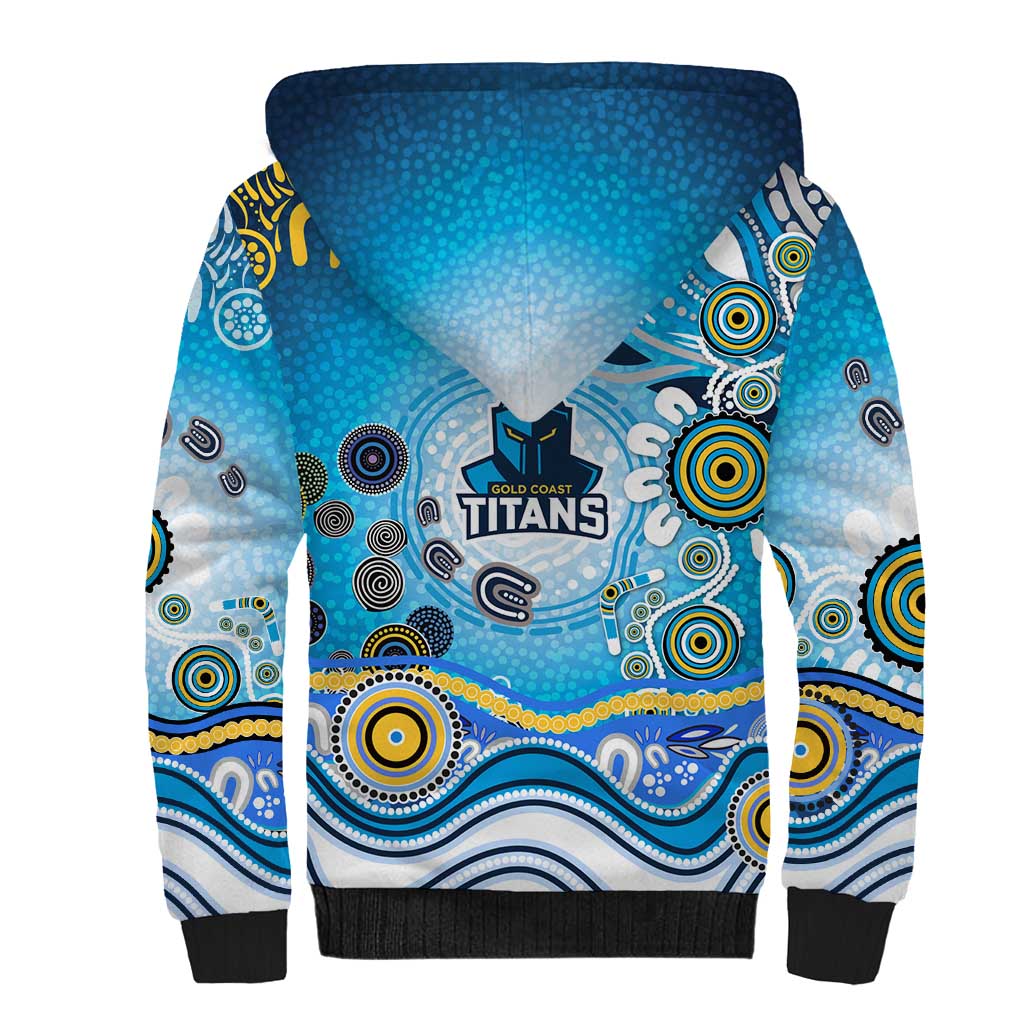 Gold Coast Titans Rugby Sherpa Hoodie Australian Aboriginal Dot Painting Style