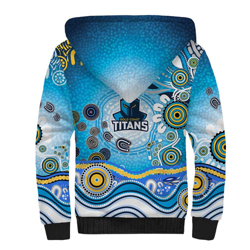 Gold Coast Titans Rugby Sherpa Hoodie Australian Aboriginal Dot Painting Style