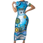 Gold Coast Titans Rugby Short Sleeve Bodycon Dress Australian Aboriginal Dot Painting Style