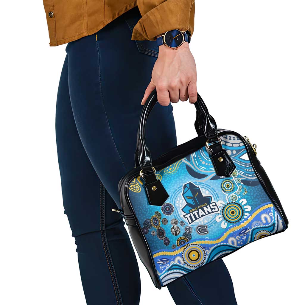 Gold Coast Titans Rugby Shoulder Handbag Australian Aboriginal Dot Painting Style